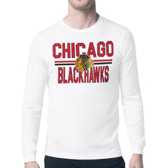 Chicago Blackhawks Starter Mesh Look Team Name Long Sleeve T-Shirt - White - NHL 202296667