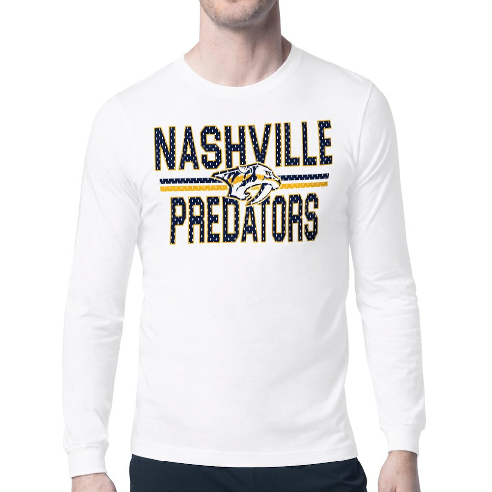 Nashville Predators Starter Mesh Look Team Name Long Sleeve T-Shirt - White - NHL 202296677