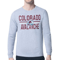 Colorado Avalanche Starter Mesh Look Team Name Logo Long Sleeve T-Shirt - Heather Gray - NHL 202296726