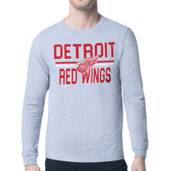 Detroit Red Wings Starter Mesh Look Team Name Logo Long Sleeve T-Shirt - Heather Gray - NHL 202296729