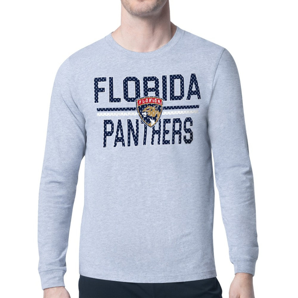 Florida Panthers Starter Mesh Look Team Name Logo Long Sleeve T-Shirt - Heather Gray - NHL 202296731