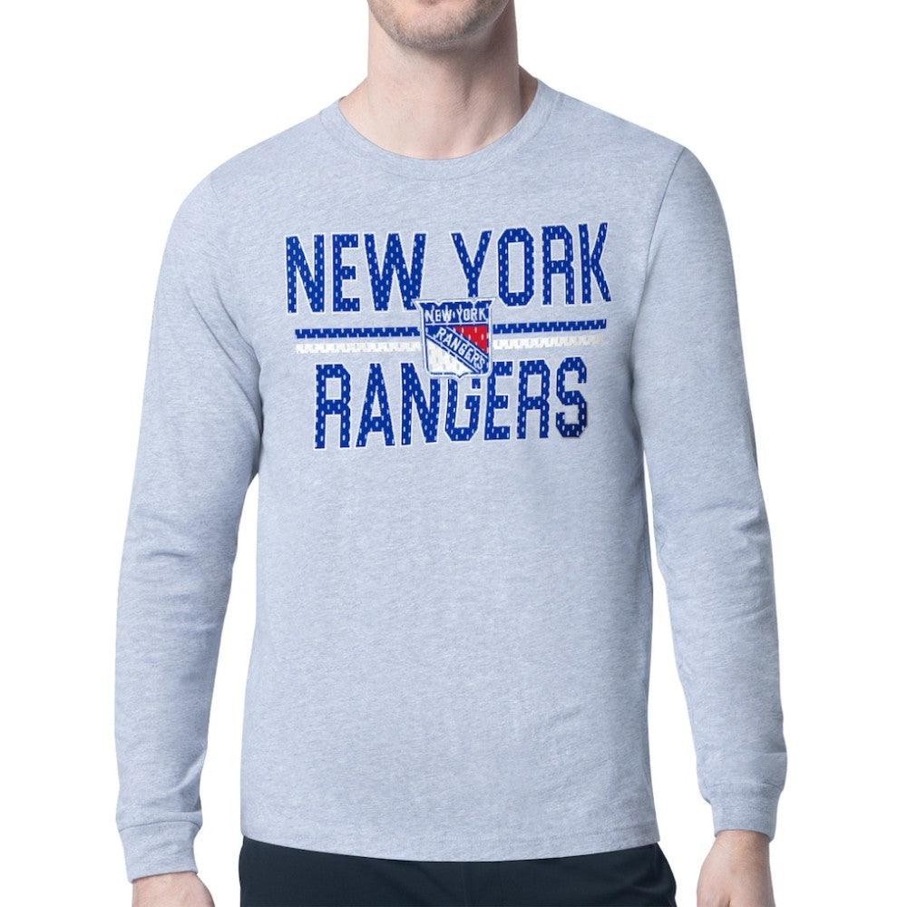 New York Rangers Starter Mesh Look Team Name Logo Long Sleeve T-Shirt - Heather Gray - NHL 202296738
