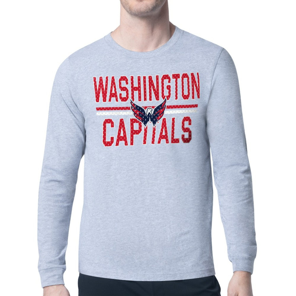 Washington Capitals Starter Mesh Look Team Name Logo Long Sleeve T-Shirt - Heather Gray - NHL 202296745