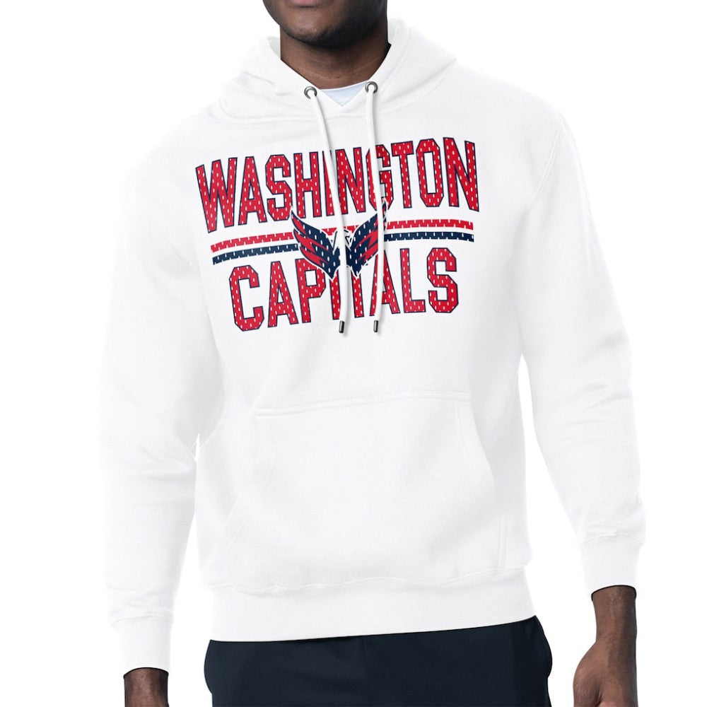 Washington Capitals Starter Mesh Look Team Name Logo Tri-Blend Pullover Hoodie - White - NHL 202296753