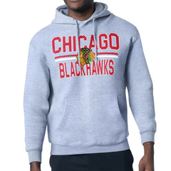 Chicago Blackhawks Starter Mesh Look Team Name Logo Tri-Blend Pullover Hoodie - Heather Gray - NHL 202296760