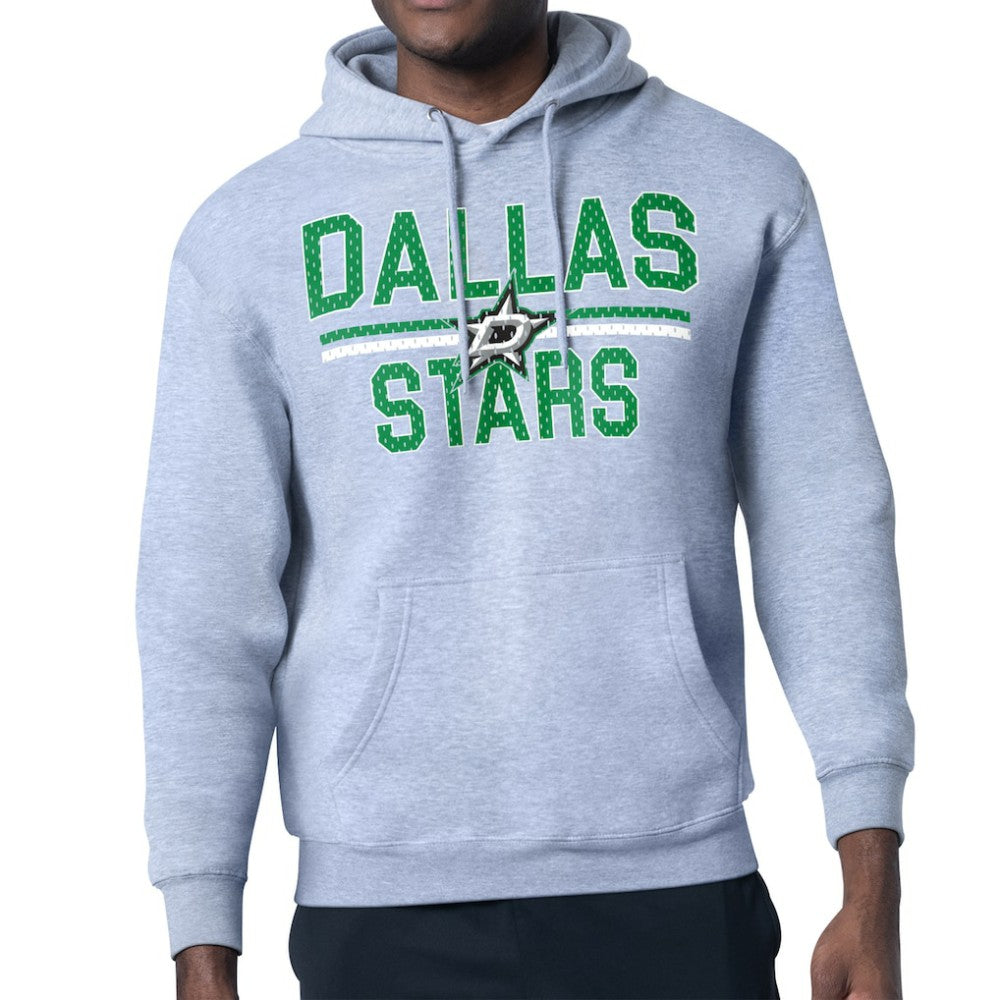 Dallas Stars Starter Mesh Look Team Name Logo Tri-Blend Pullover Hoodie - Heather Gray - NHL 202296763