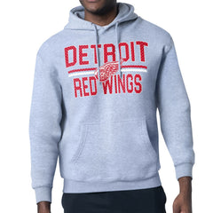 Detroit Red Wings Starter Mesh Look Team Name Logo Tri-Blend Pullover Hoodie - Heather Gray - NHL 202296764
