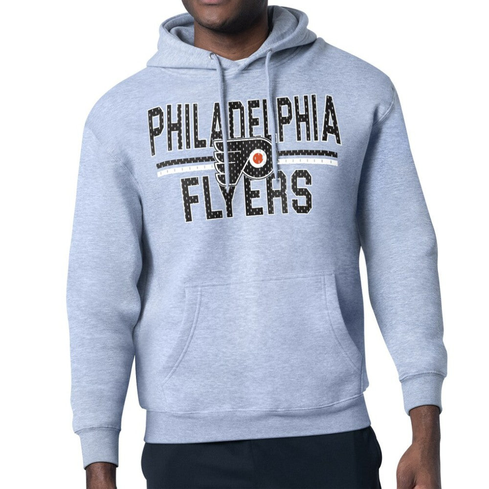 Philadelphia Flyers Starter Mesh Look Team Name Logo Tri-Blend Pullover Hoodie - Heather Gray - NHL 202296768