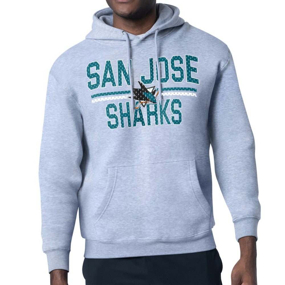 San Jose Sharks Starter Mesh Look Team Name Logo Tri-Blend Pullover Hoodie - Heather Gray - NHL 202296771