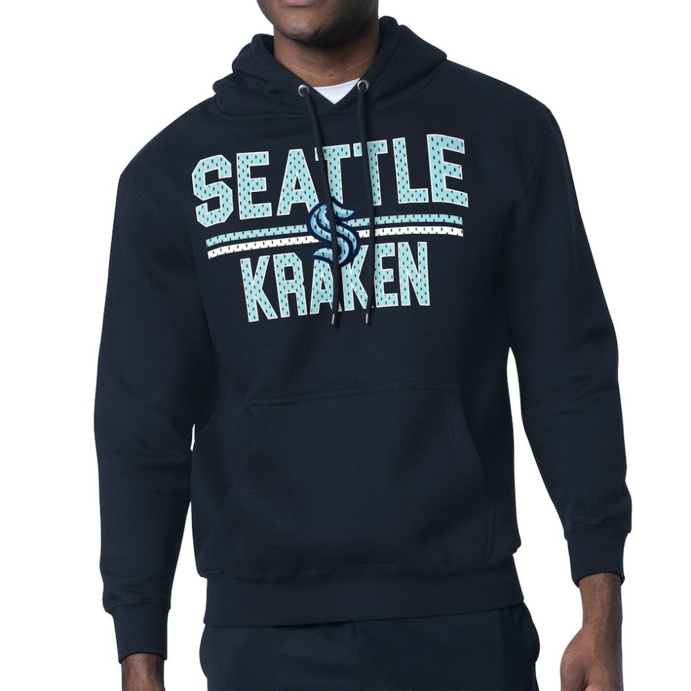 Seattle Kraken Starter Mesh Look Team Name Logo Tri-Blend Pullover Hoodie - Deep Sea Blue - NHL 202296781