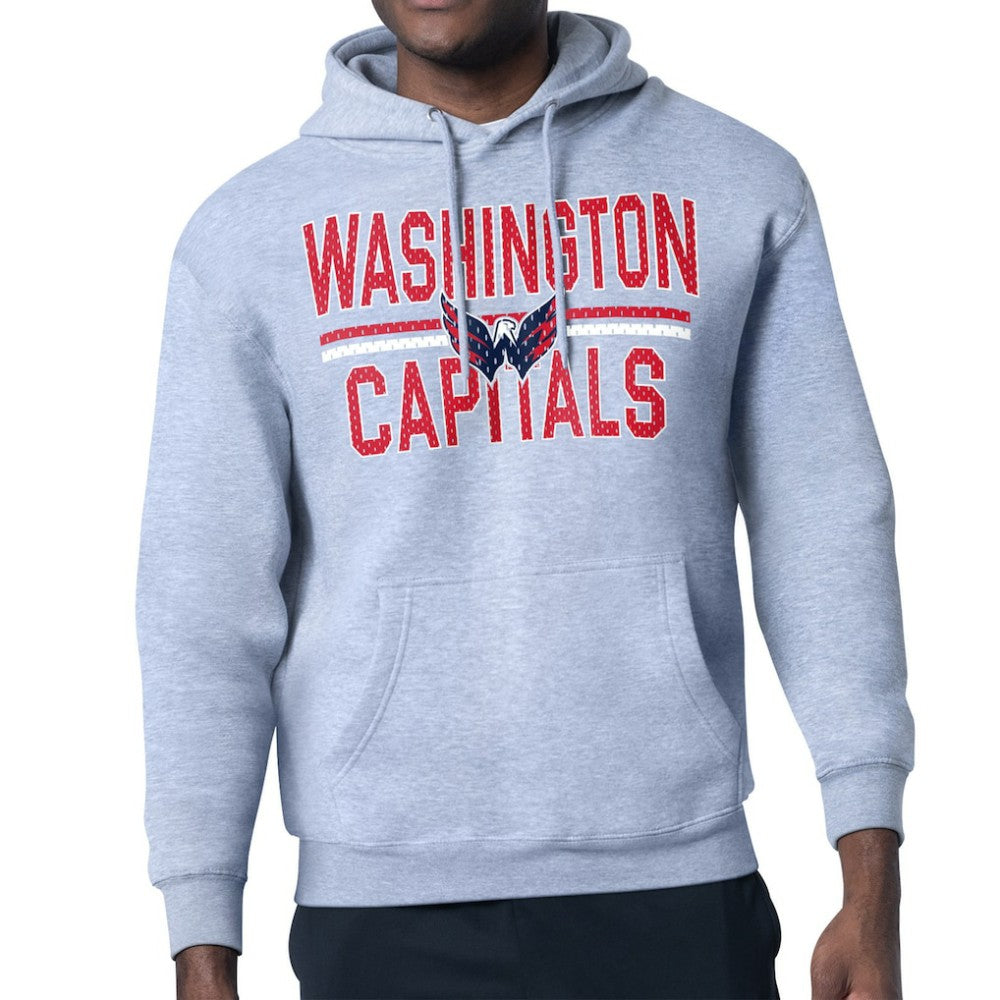 Washington Capitals Starter Mesh Look Team Name Logo Tri-Blend Pullover Hoodie - Heather Gray - NHL 202296783