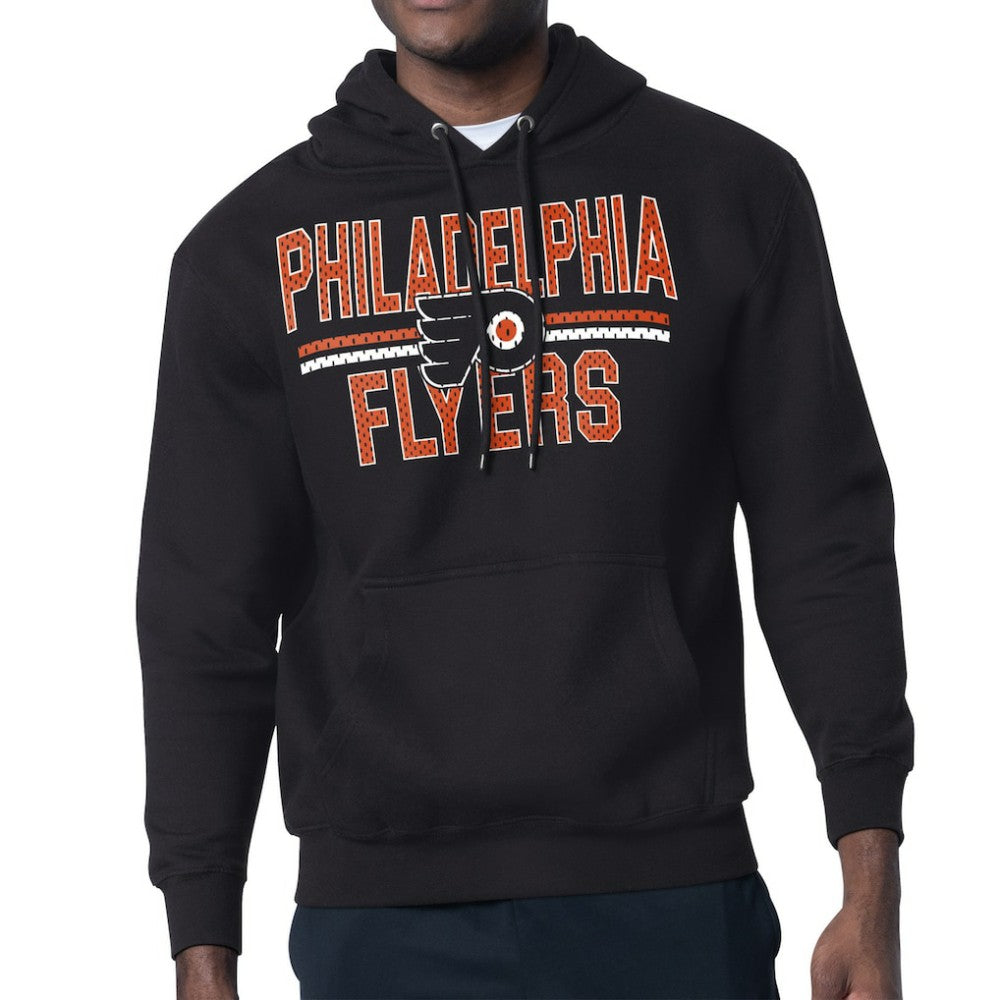 Philadelphia Flyers Starter Mesh Look Team Name Logo Tri-Blend Pullover Hoodie - Black - NHL 202296794
