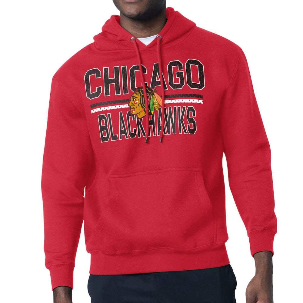 Chicago Blackhawks Starter Mesh Look Team Name Logo Tri-Blend Pullover Hoodie - Red - NHL 202296803