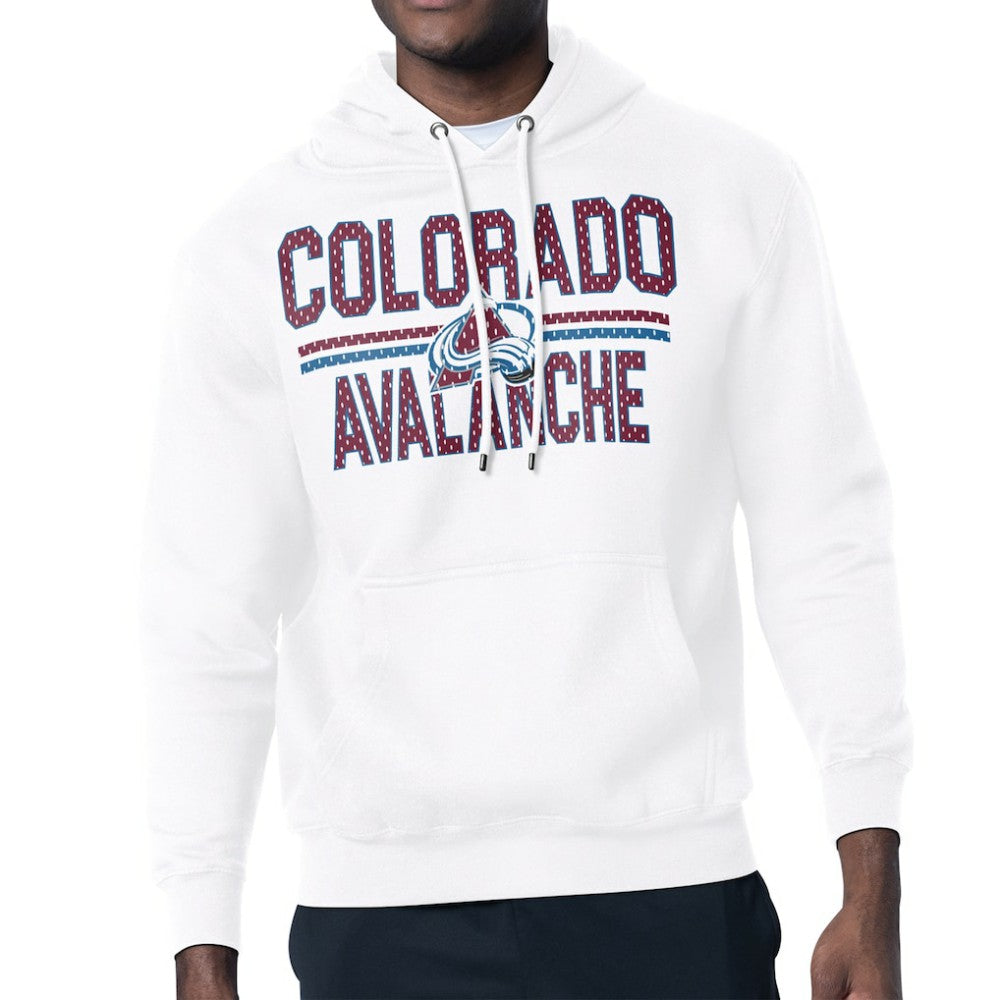Colorado Avalanche Starter Mesh Look Team Name Logo Tri-Blend Pullover Hoodie - White - NHL 202296820