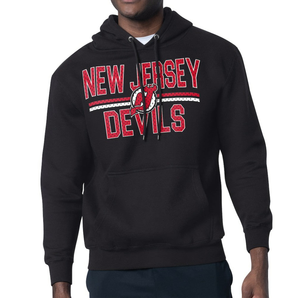 New Jersey Devils Starter Mesh Look Team Name Logo Tri-Blend Pullover Hoodie - Black - NHL 202296825