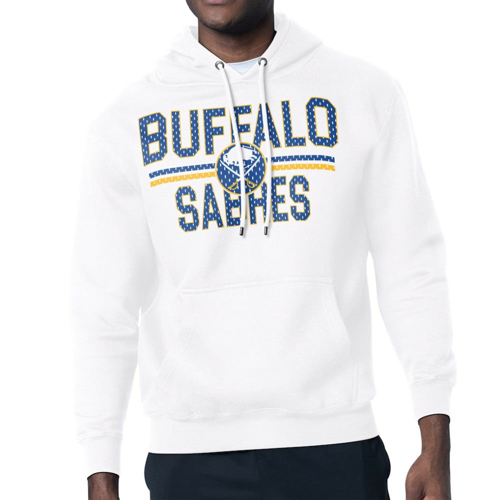 Buffalo Sabres Starter Mesh Look Team Name Logo Tri-Blend Pullover Hoodie - White - NHL 202296827
