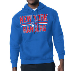 New York Rangers Starter Mesh Look Team Name Logo Tri-Blend Pullover Hoodie - Blue - NHL 202296837