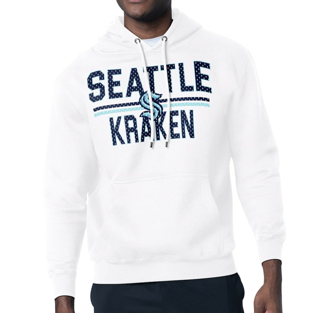 Seattle Kraken Starter Mesh Look Team Name Logo Tri-Blend Pullover Hoodie - White - NHL 202296842