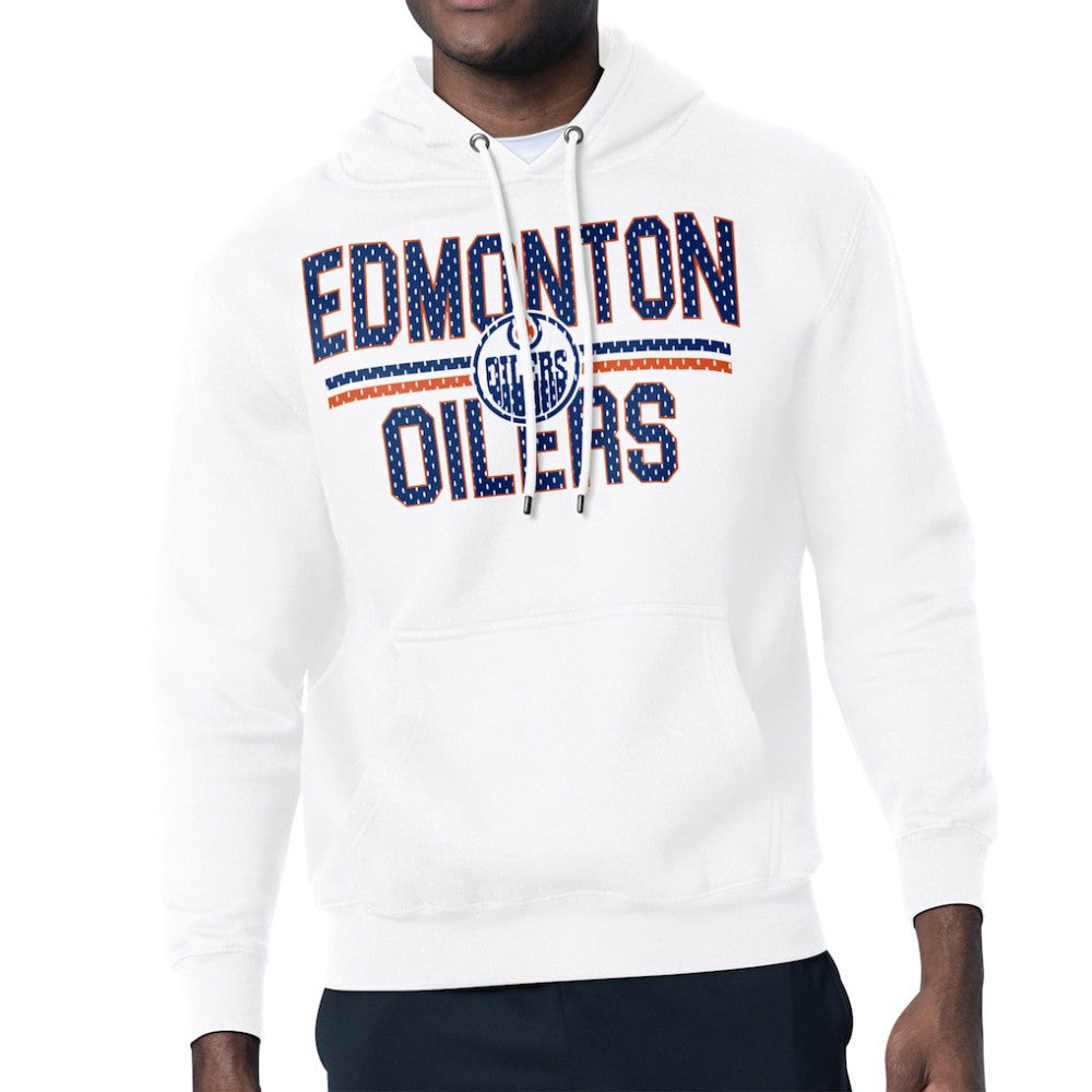 Edmonton Oilers Starter Mesh Look Team Name Logo Tri-Blend Pullover Hoodie - White - NHL 202296847