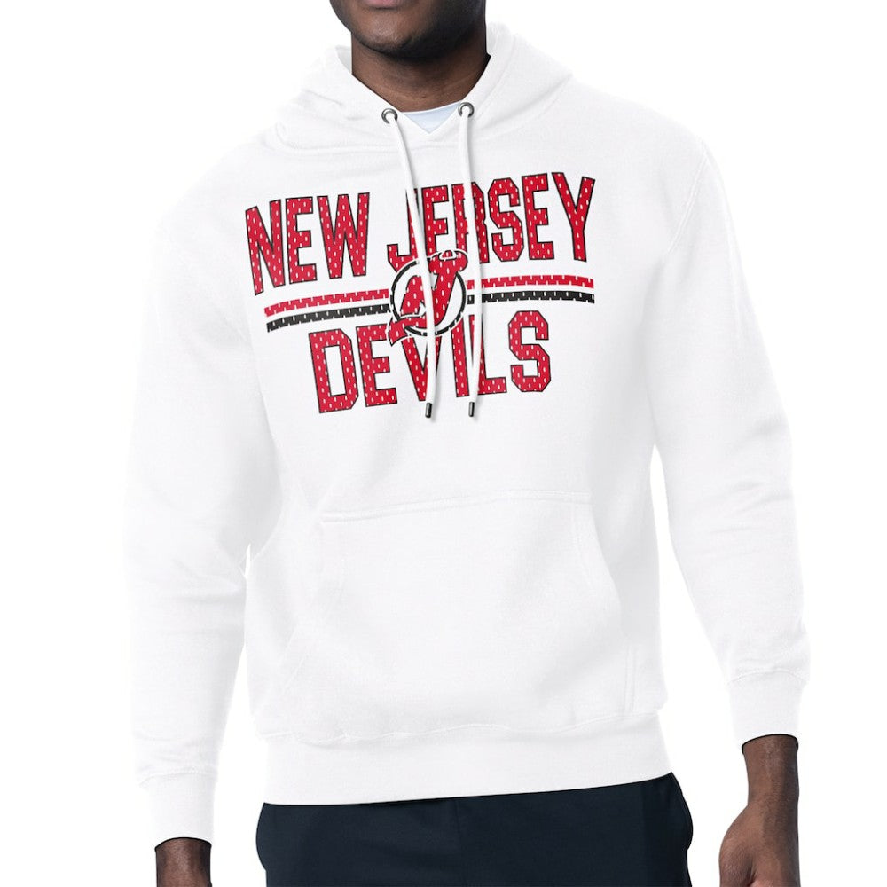New Jersey Devils Starter Mesh Look Team Name Logo Tri-Blend Pullover Hoodie - White - NHL 202296850