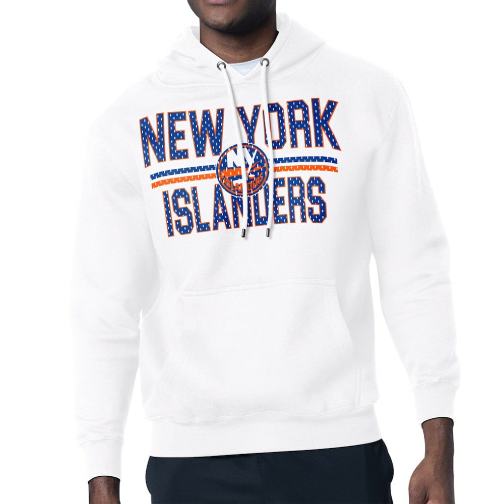 New York Islanders Starter Mesh Look Team Name Logo Tri-Blend Pullover Hoodie - White - NHL 202296851