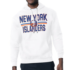 New York Islanders Starter Mesh Look Team Name Logo Tri-Blend Pullover Hoodie - White - NHL 202296851