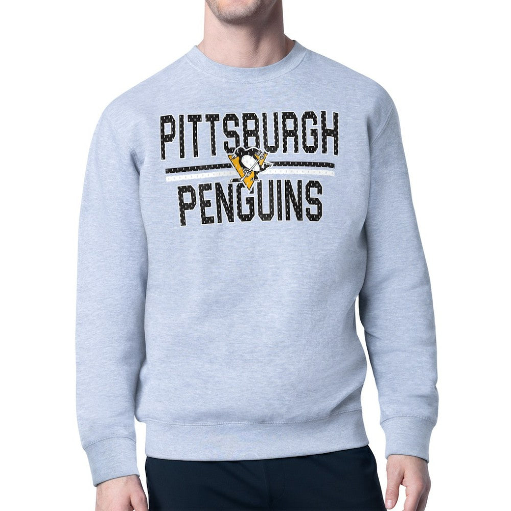 Pittsburgh Penguins Starter Mesh Look Team Name Logo Pullover Sweatshirt - Heather Gray - NHL 202296860