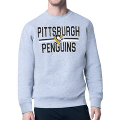 Pittsburgh Penguins Starter Mesh Look Team Name Logo Pullover Sweatshirt - Heather Gray - NHL 202296860
