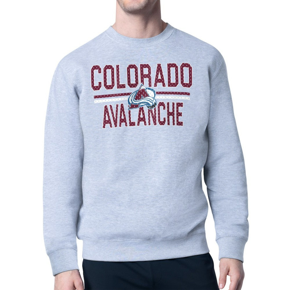Colorado Avalanche Starter Mesh Look Team Name Logo Pullover Sweatshirt - Heather Gray - NHL 202296865