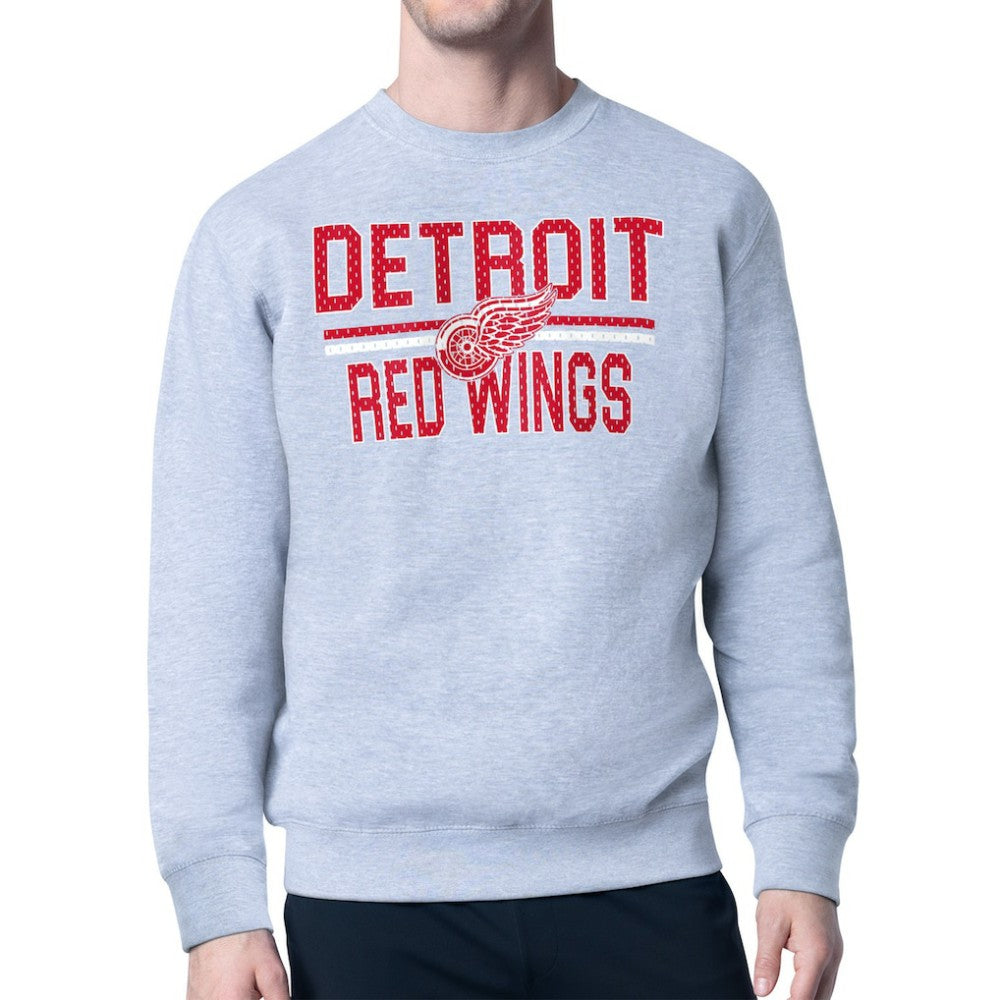 Detroit Red Wings Starter Mesh Look Team Name Logo Pullover Sweatshirt - Heather Gray - NHL 202296868