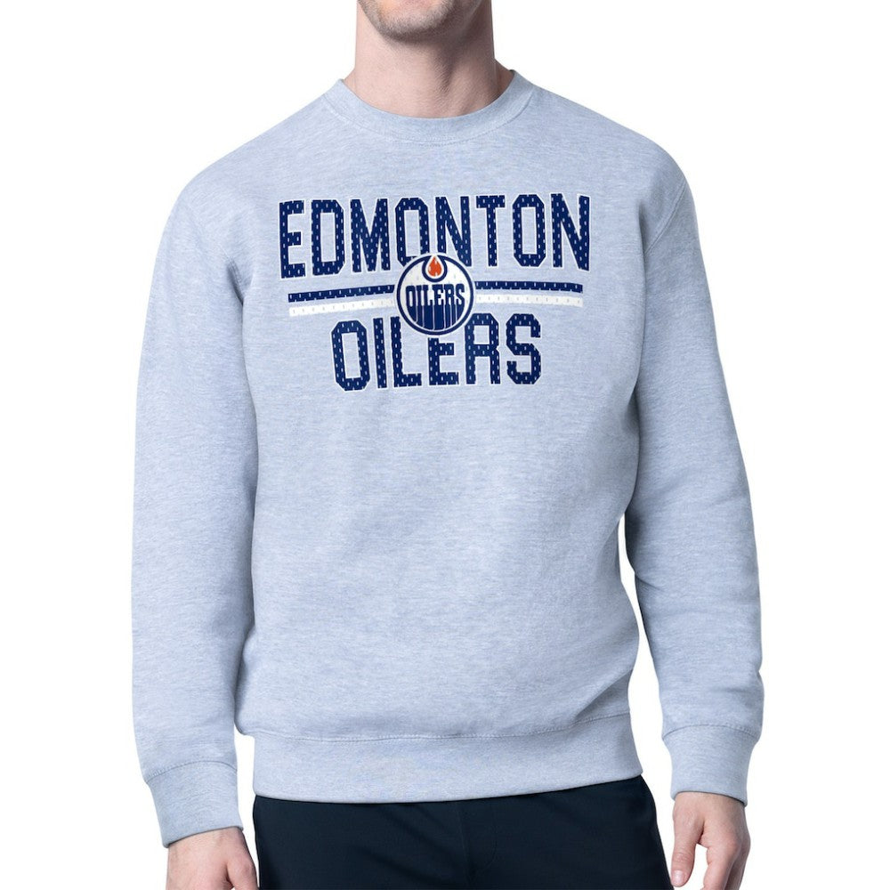 Edmonton Oilers Starter Mesh Look Team Name Logo Pullover Sweatshirt - Heather Gray - NHL 202296869
