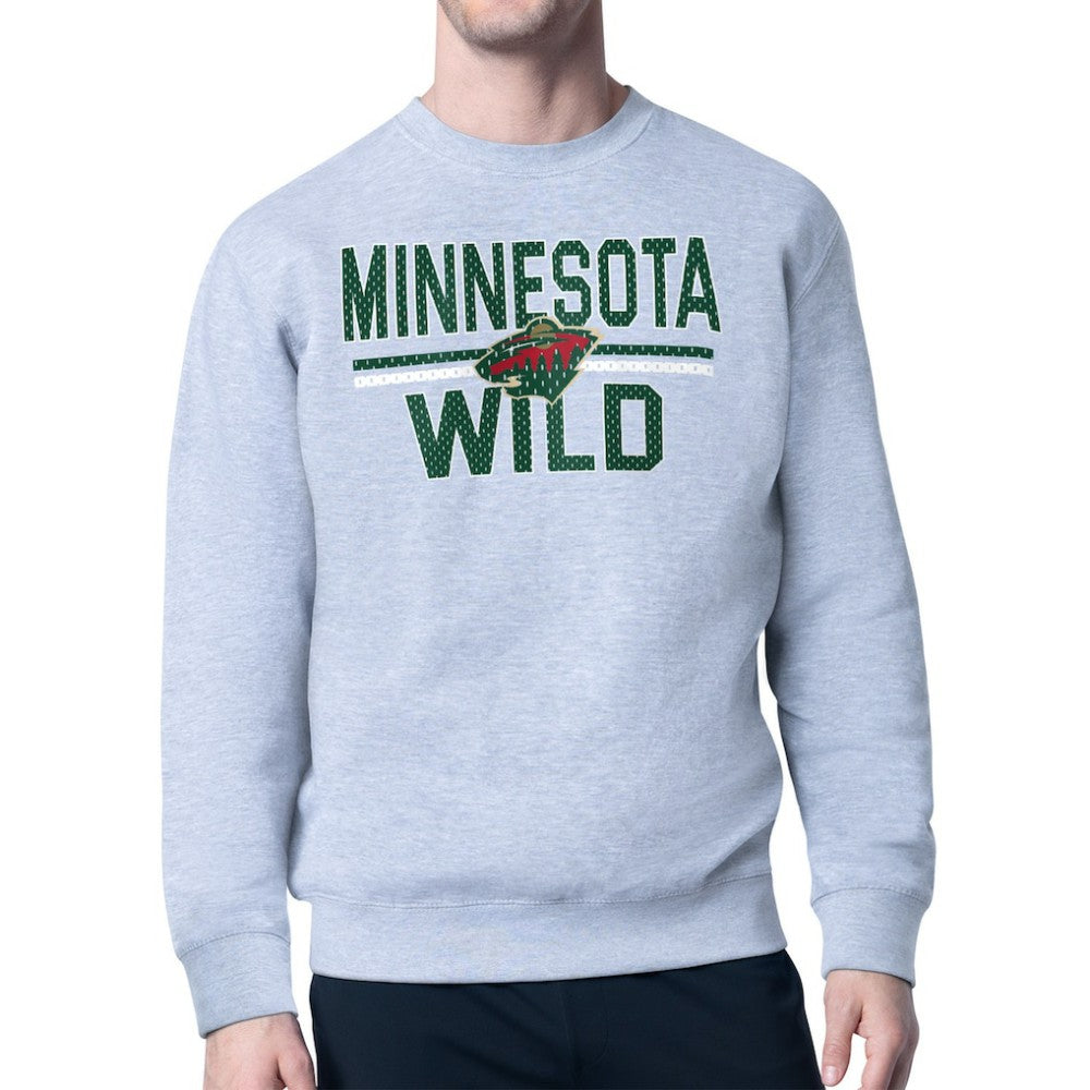 Minnesota Wild Starter Mesh Look Team Name Logo Pullover Sweatshirt - Heather Gray - NHL 202296872