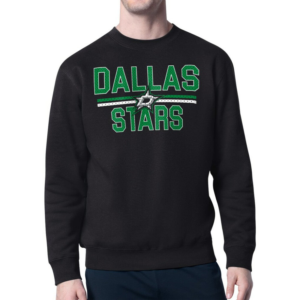 Dallas Stars Starter Mesh Look Team Name Logo Pullover Sweatshirt - Black - NHL 202296878