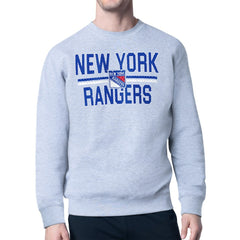 New York Rangers Starter Mesh Look Team Name Logo Pullover Sweatshirt - Heather Gray - NHL 202296879
