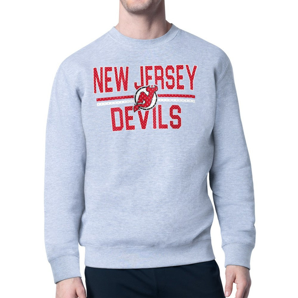 New Jersey Devils Starter Mesh Look Team Name Logo Pullover Sweatshirt - Heather Gray - NHL 202296881