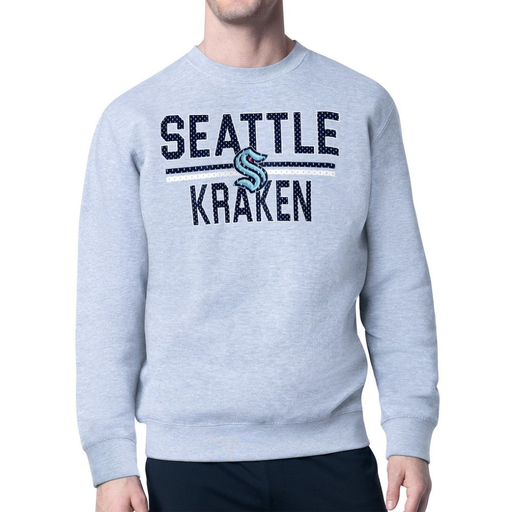 Seattle Kraken Starter Mesh Look Team Name Logo Pullover Sweatshirt - Heather Gray - NHL 202296883