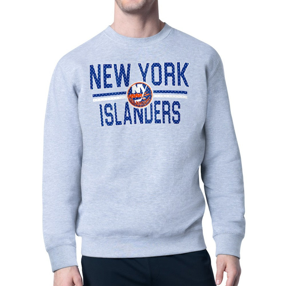 New York Islanders Starter Mesh Look Team Name Logo Pullover Sweatshirt - Heather Gray - NHL 202296884