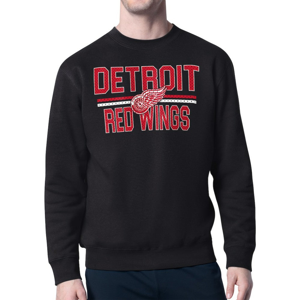 Detroit Red Wings Starter Mesh Look Team Name Logo Pullover Sweatshirt - Black - NHL 202296885