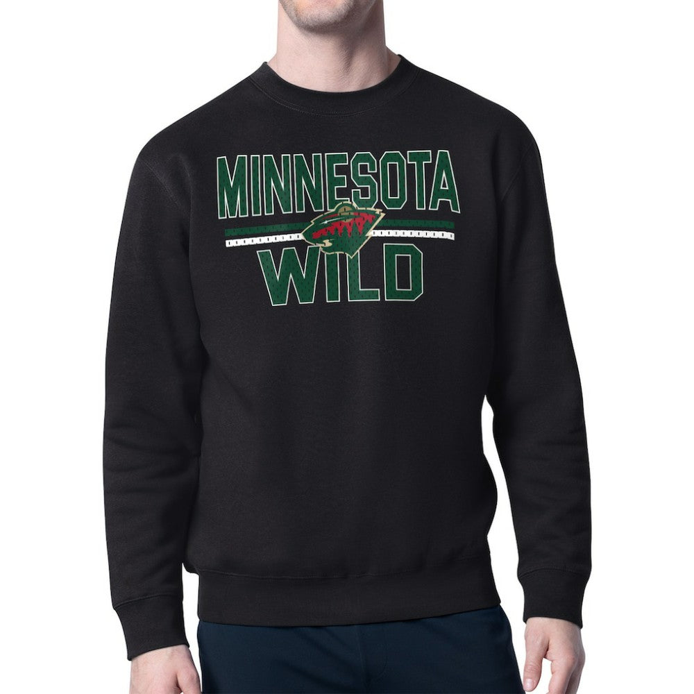 Minnesota Wild Starter Mesh Look Team Name Logo Pullover Sweatshirt - Black - NHL 202296889