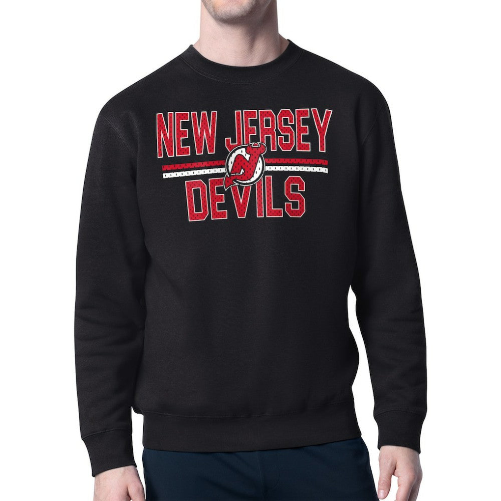 New Jersey Devils Starter Mesh Look Team Name Logo Pullover Sweatshirt - Black - NHL 202296891