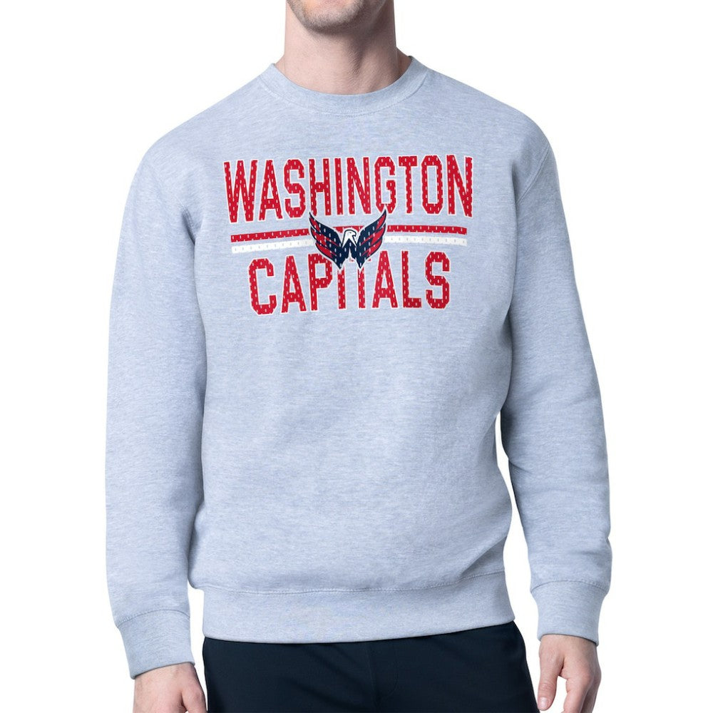 Washington Capitals Starter Mesh Look Team Name Logo Pullover Sweatshirt - Heather Gray - NHL 202296897