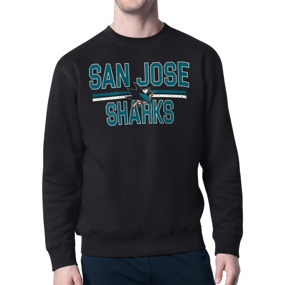 San Jose Sharks Starter Mesh Look Team Name Logo Pullover Sweatshirt - Black - NHL 202296908