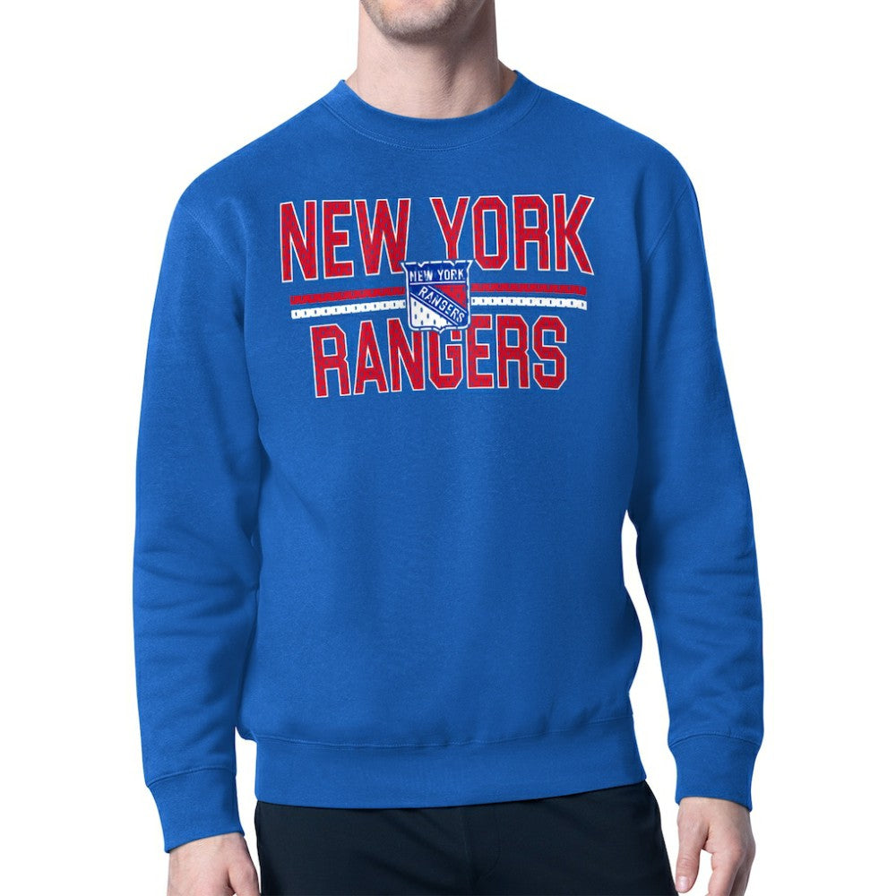 New York Rangers Starter Mesh Look Team Name Logo Pullover Sweatshirt - Blue - NHL 202296924