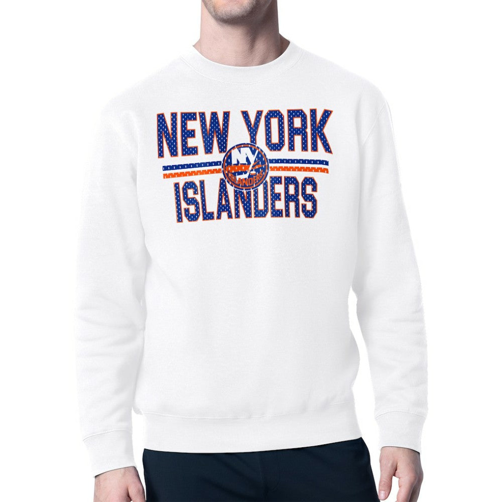 New York Islanders Starter Mesh Look Team Name Logo Pullover Sweatshirt - White - NHL 202296928