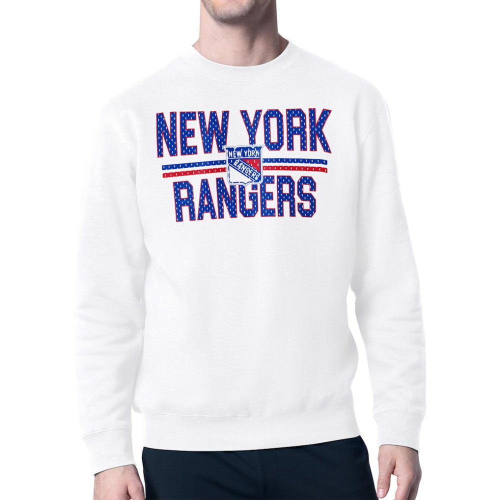 New York Rangers Starter Mesh Look Team Name Logo Pullover Sweatshirt - White - NHL 202296930