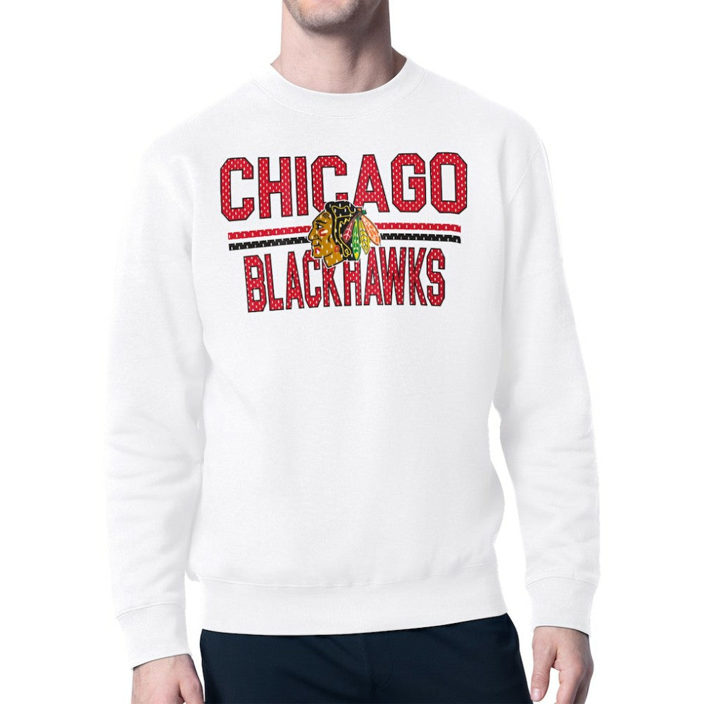 Chicago Blackhawks Starter Mesh Look Team Name Logo Pullover Sweatshirt - White - NHL 202296931