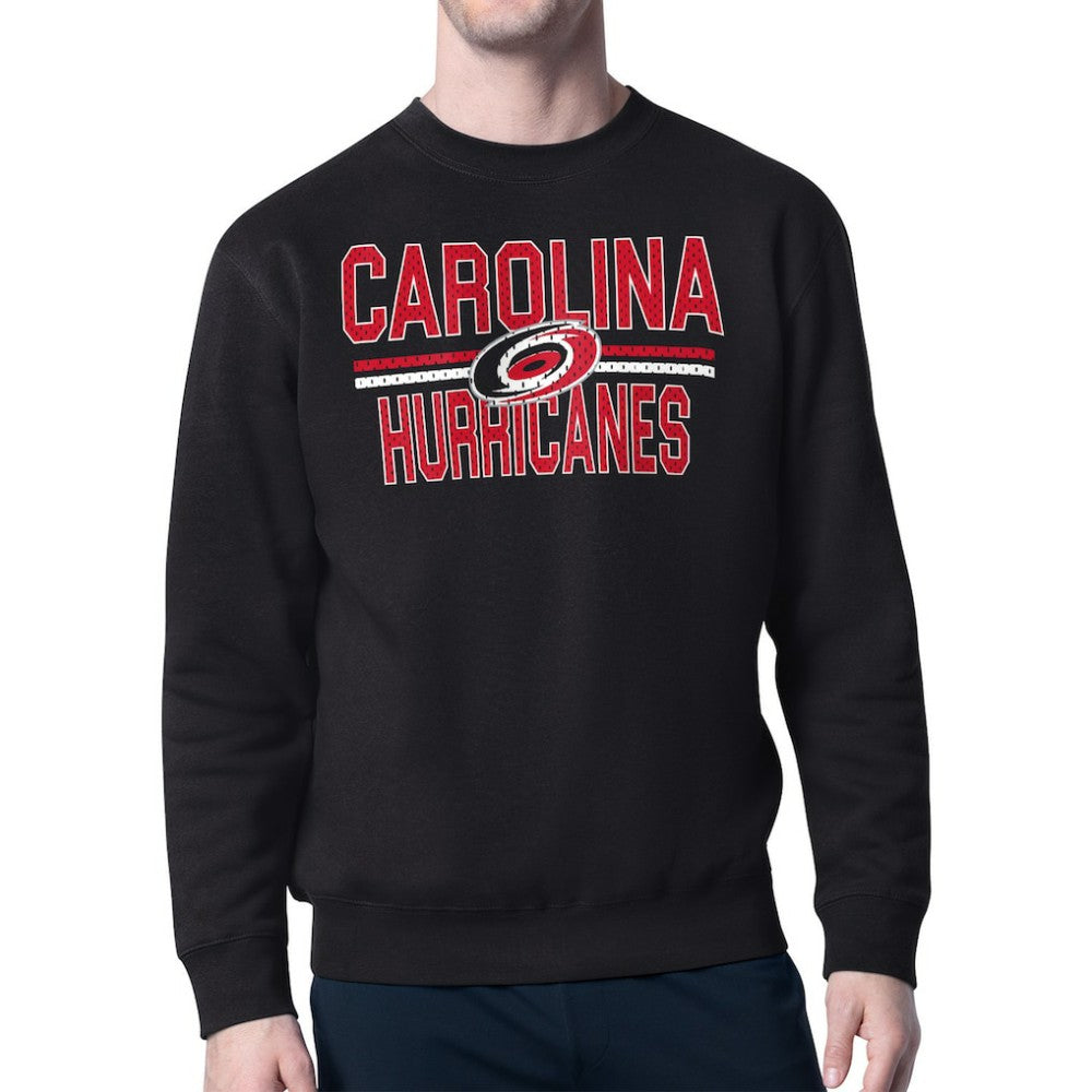 Carolina Hurricanes Starter Mesh Look Team Name Logo Pullover Sweatshirt - Black - NHL 202296936
