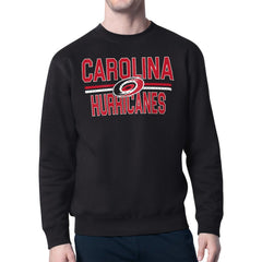 Carolina Hurricanes Starter Mesh Look Team Name Logo Pullover Sweatshirt - Black - NHL 202296936