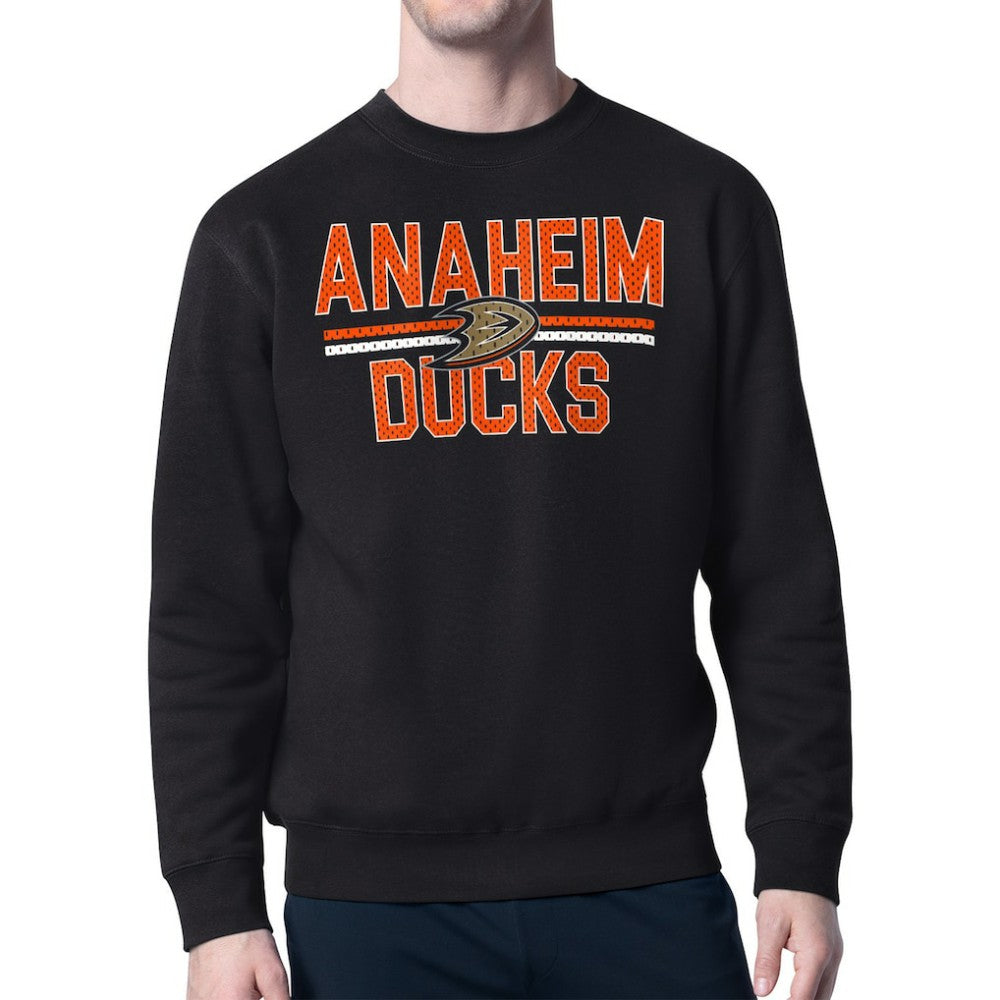 Anaheim Ducks Starter Mesh Look Team Name Logo Pullover Sweatshirt - Black - NHL 202296940