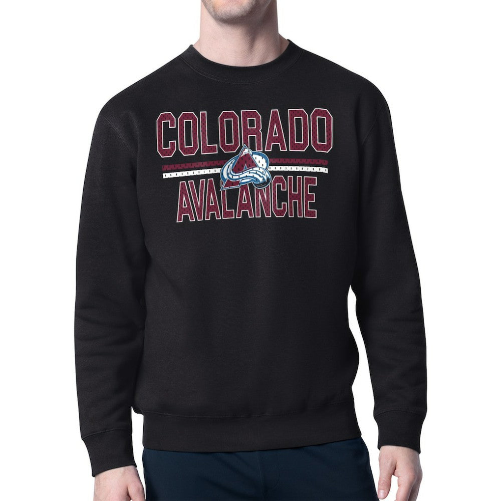Colorado Avalanche Starter Mesh Look Team Name Logo Pullover Sweatshirt - Black - NHL 202296952